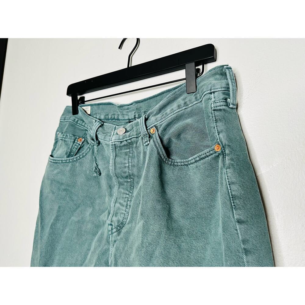Levi's Premium 501 Original Green Misty Silver Pine Cropped Jeans Size W31 L26 - Picture 7 of 16